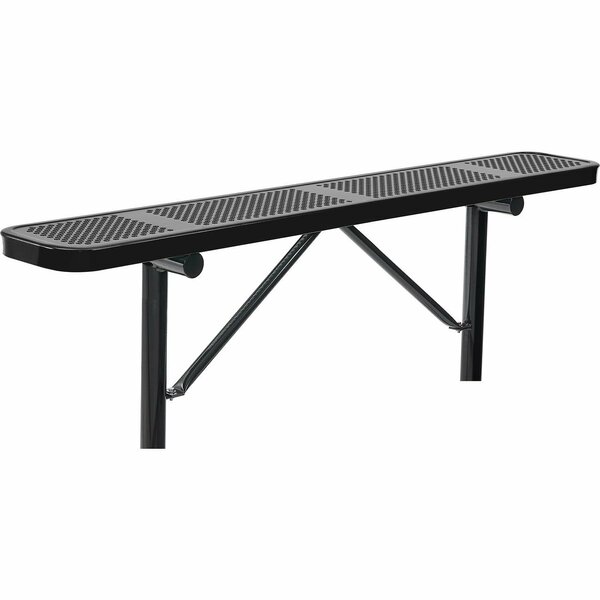 Global Industrial 6ft Outdoor Steel Flat Bench, Perforated Metal, In Ground Mount, Black 262075IBK